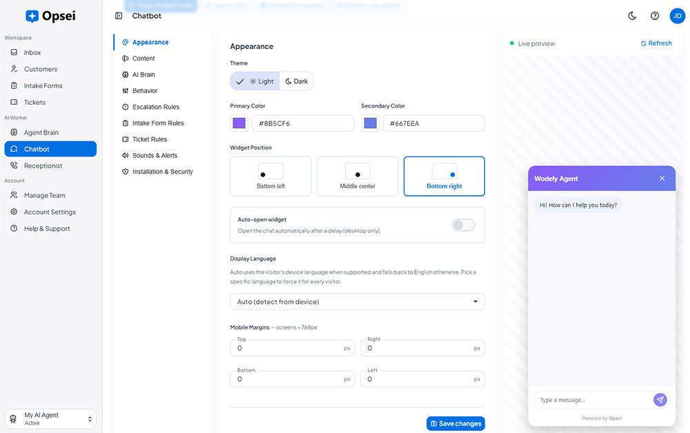 Opsei AI Chatbot